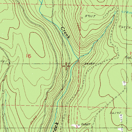 Topographic Map of Burnt Cabin Creek, OR