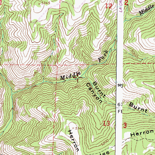 Topographic Map of Burnt Canyon, OR