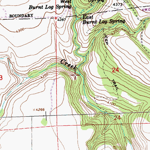 Topographic Map of Burnt Corral Creek, OR