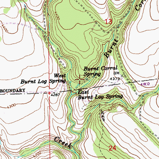 Topographic Map of Burnt Corral Spring, OR