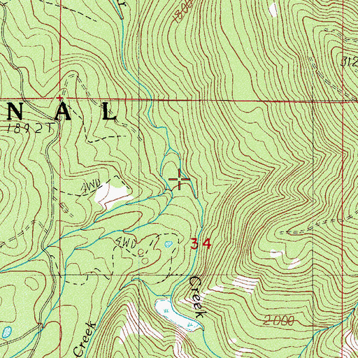 Topographic Map of Burnt Creek, OR