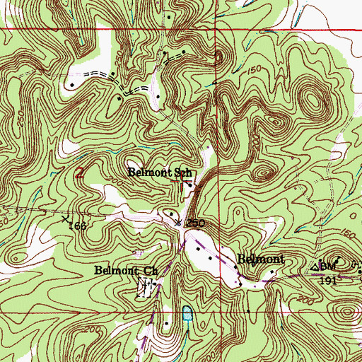 Topographic Map of Belmont High School (historical), AL