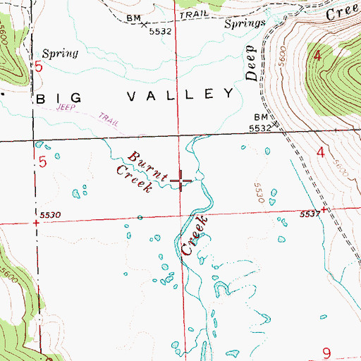 Topographic Map of Burnt Creek, OR