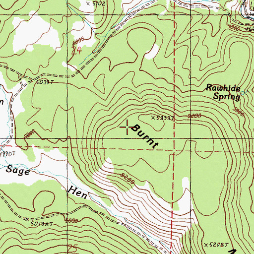 Topographic Map of Burnt Mountain, OR