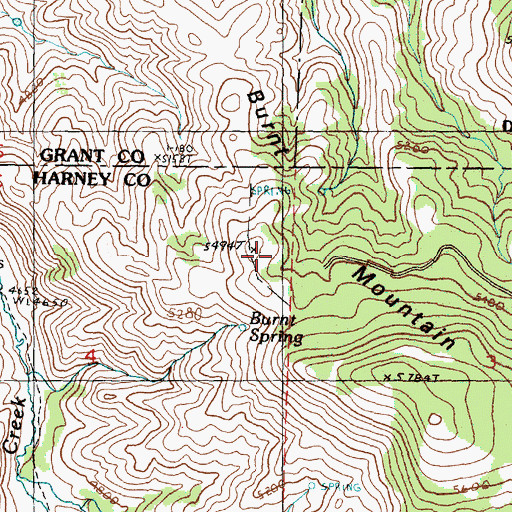 Topographic Map of Burnt Mountain, OR