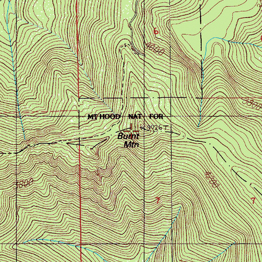Topographic Map of Burnt Mountain, OR