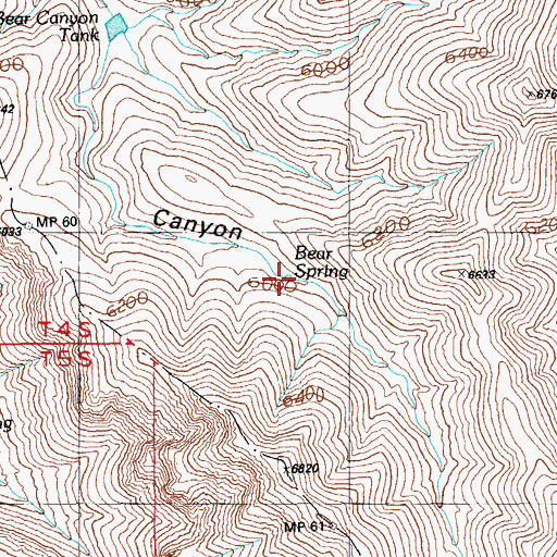 Topographic Map of Bear Spring, AZ