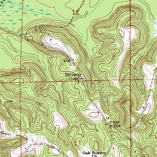 Topographic Map of Belsor Cemetery, AL