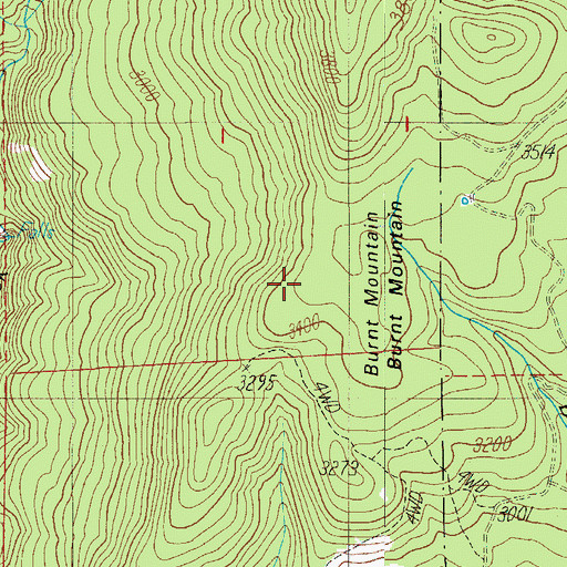Topographic Map of Burnt Mountain, OR