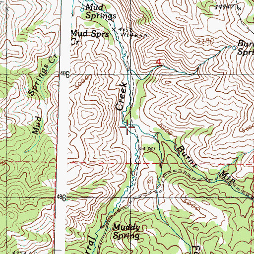 Topographic Map of Burnt Mountain Creek, OR