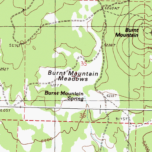 Topographic Map of Burnt Mountain Meadows, OR