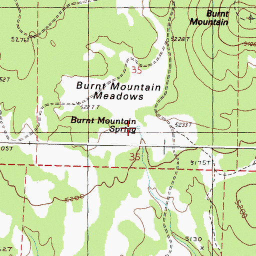 Topographic Map of Burnt Mountain Spring, OR