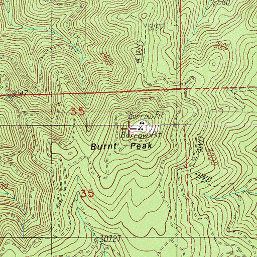 Topographic Map of Burnt Peak, OR