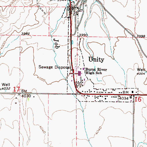 Topographic Map of Burnt River School, OR