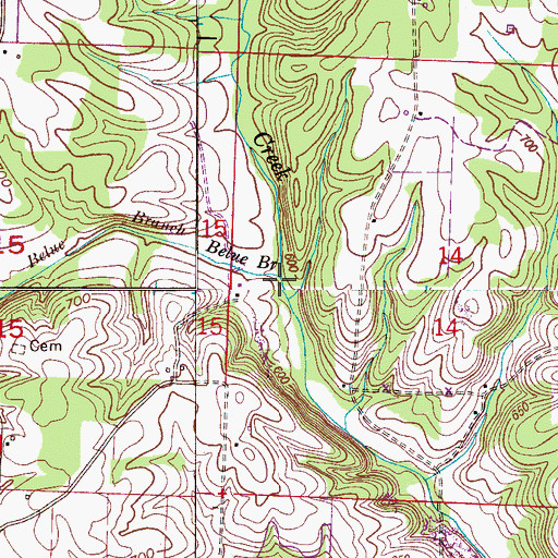Topographic Map of Belue Branch, AL
