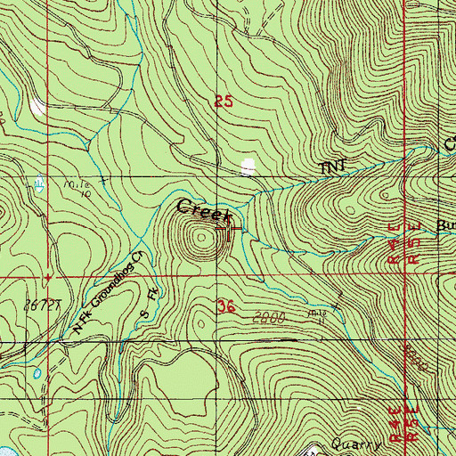 Topographic Map of Burro Creek, OR