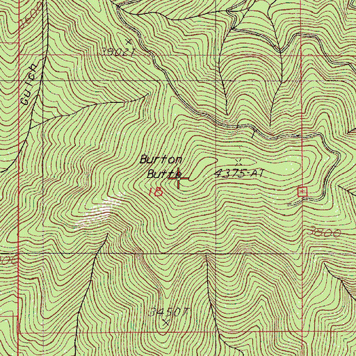 Topographic Map of Burton Butte, OR