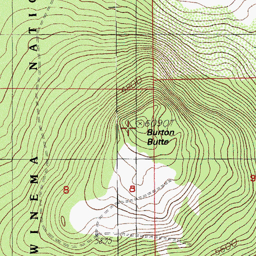 Topographic Map of Burton Butte, OR