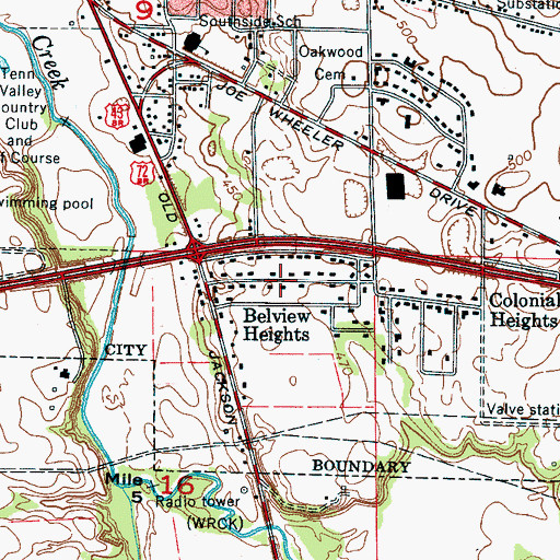 Topographic Map of Belview Heights, AL