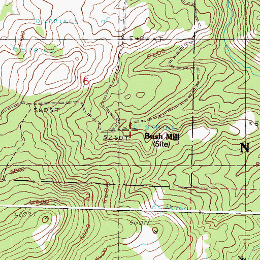 Topographic Map of Bush Mill, OR