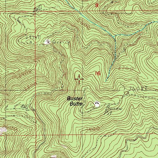 Topographic Map of Buster Spring, OR