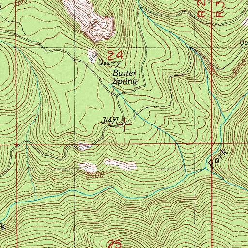 Topographic Map of Buster Spring Shelter, OR