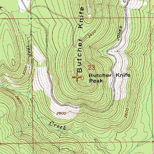 Topographic Map of Butcher Peak, OR