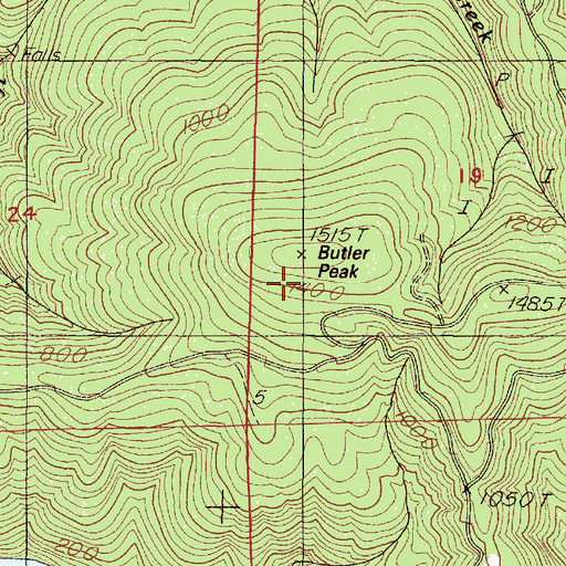 Topographic Map of Butler Peak, OR