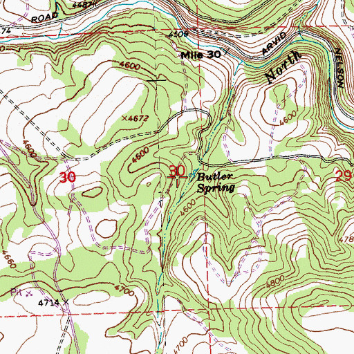 Topographic Map of Butler Spring, OR