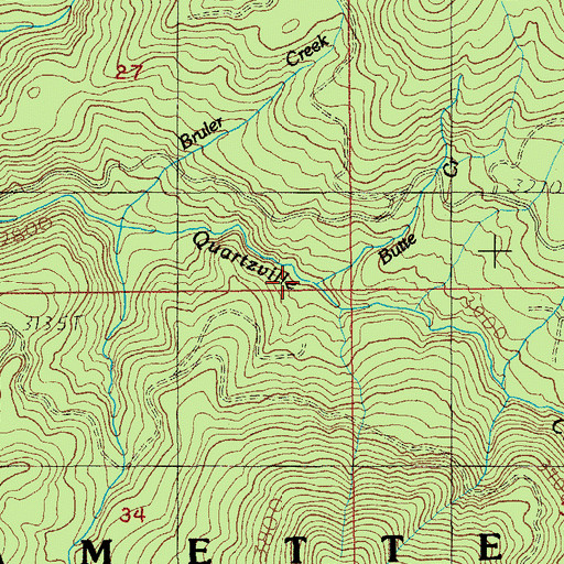 Topographic Map of Butte Creek, OR