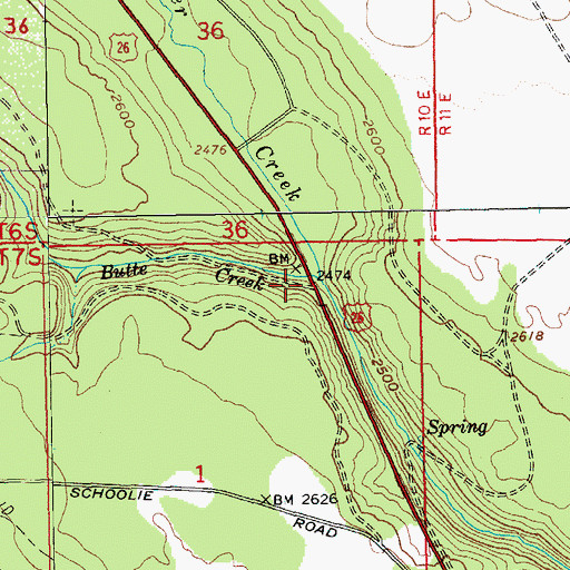 Topographic Map of Butte Creek, OR