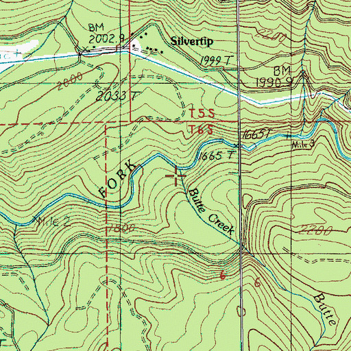 Topographic Map of Butte Creek, OR