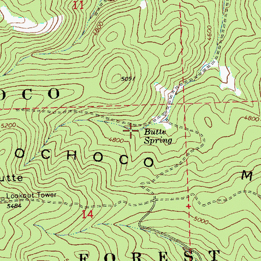 Topographic Map of Butte Spring, OR