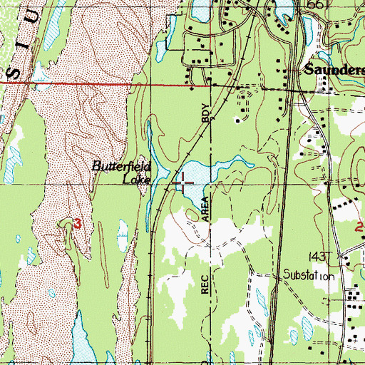 Topographic Map of Butterfield Lake, OR