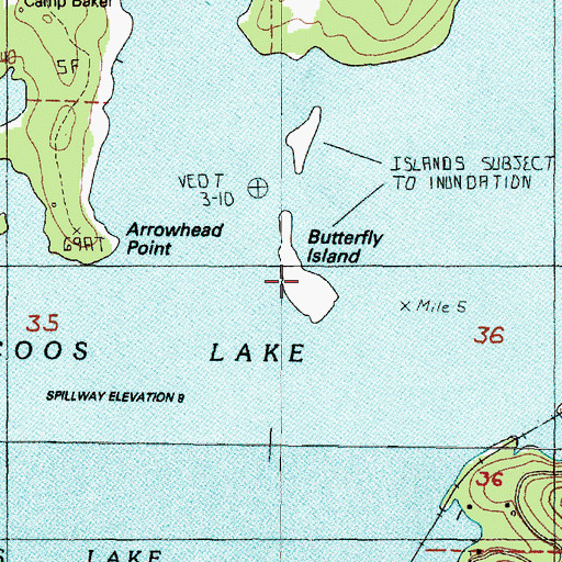 Topographic Map of Butterfly Island, OR