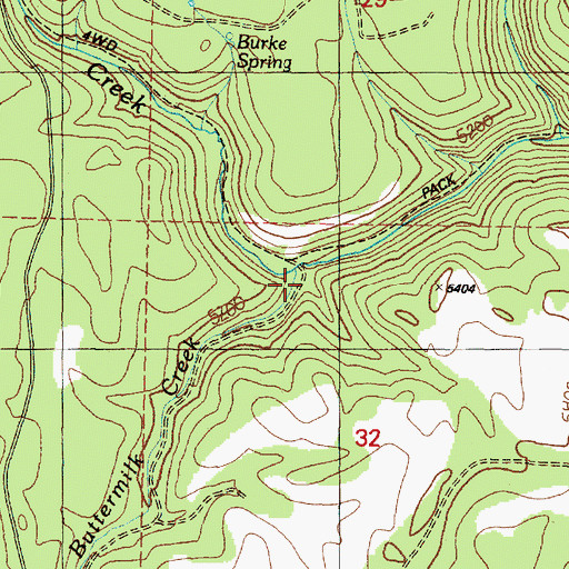 Topographic Map of Buttermilk Creek, OR