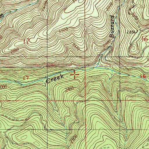 Topographic Map of Buzzard Creek, OR