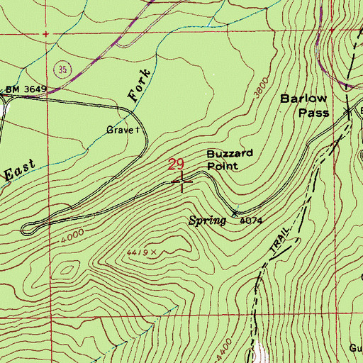 Topographic Map of Buzzard Point, OR