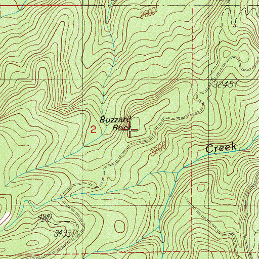 Topographic Map of Buzzard Rock, OR