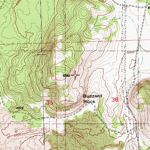 Topographic Map of Buzzard Rock, OR