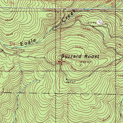 Topographic Map of Buzzard Roost, OR