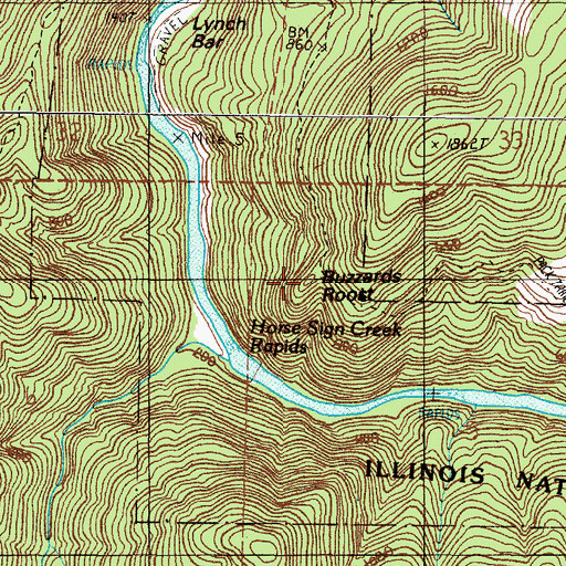 Topographic Map of Buzzards Roost, OR