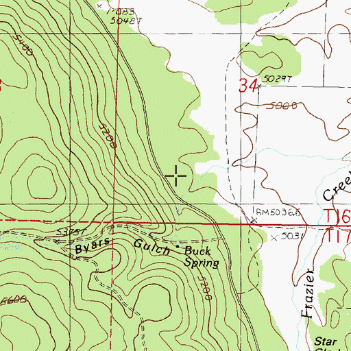Topographic Map of Byars Gulch, OR