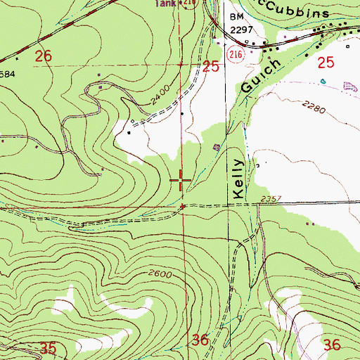 Topographic Map of Byzandine Gulch, OR