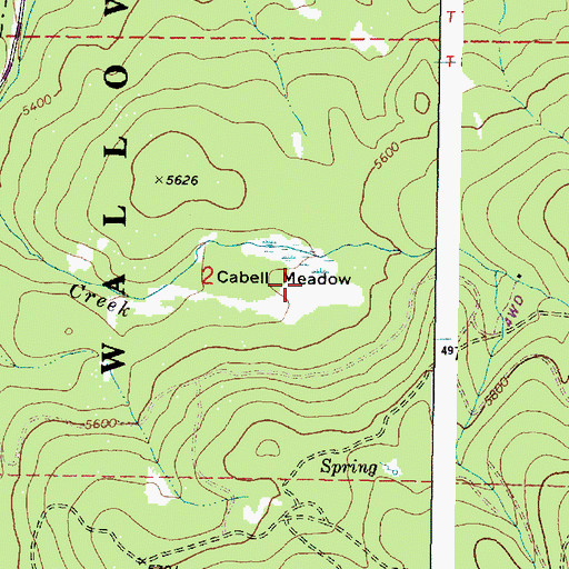 Topographic Map of Cabell Meadow, OR