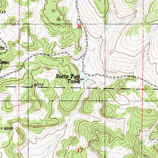 Topographic Map of Sixty Two Tank, AZ