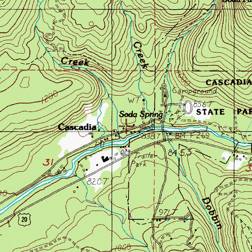 Topographic Map of Cabin Creek, OR