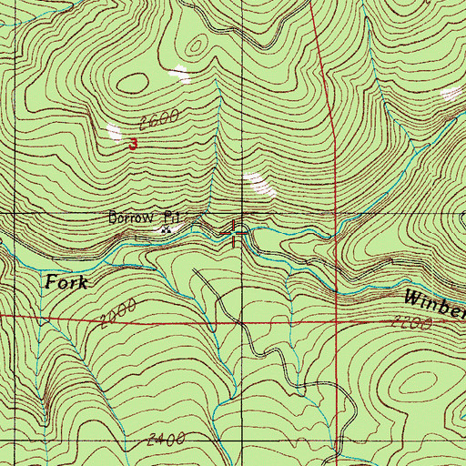 Topographic Map of Cabin Creek, OR
