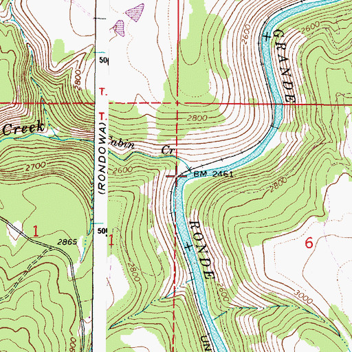 Topographic Map of Cabin Creek, OR