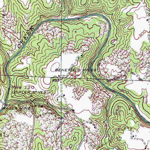 Topographic Map of Bene Field Mines, AL